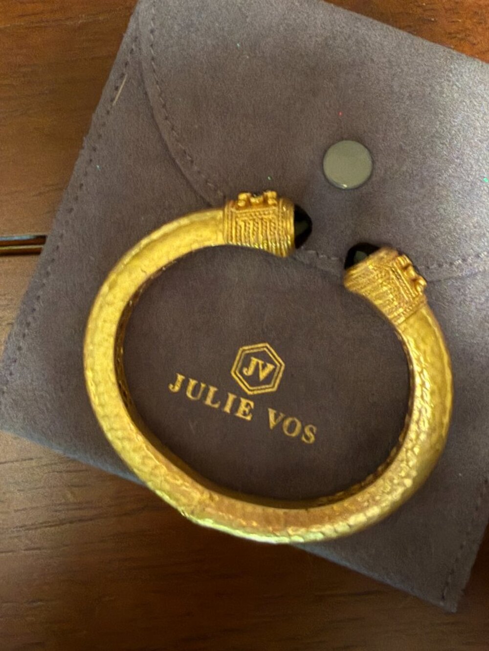 Julie Vos Cannes Hinged Cuff Bracelet Obsidian Black